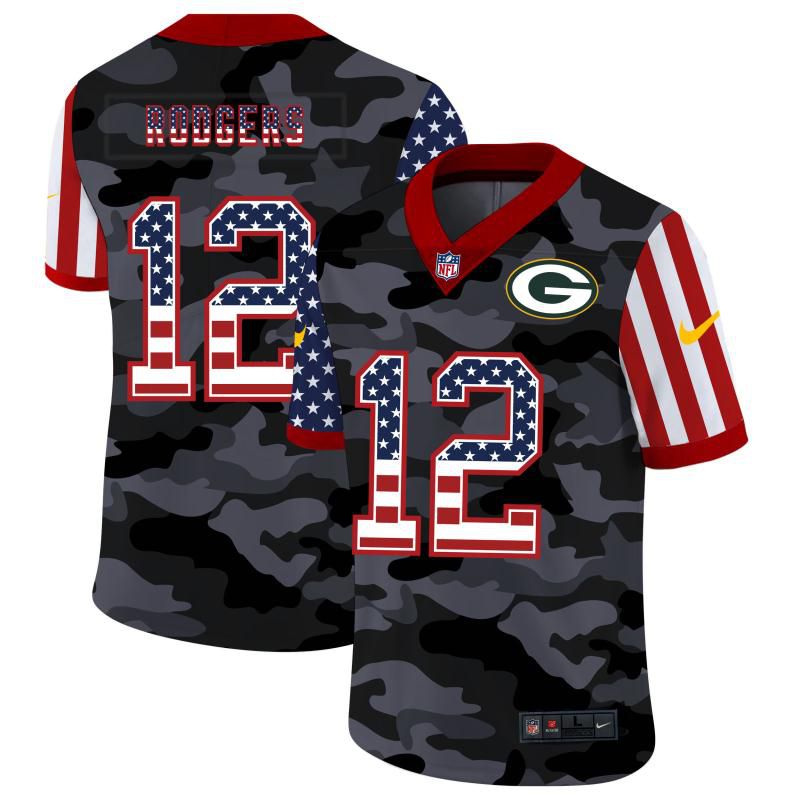 Men Green Bay Packers #12 Rodgers 2020 Nike USA Camo Salute to Service Limited NFL Jerseys->cleveland browns->NFL Jersey